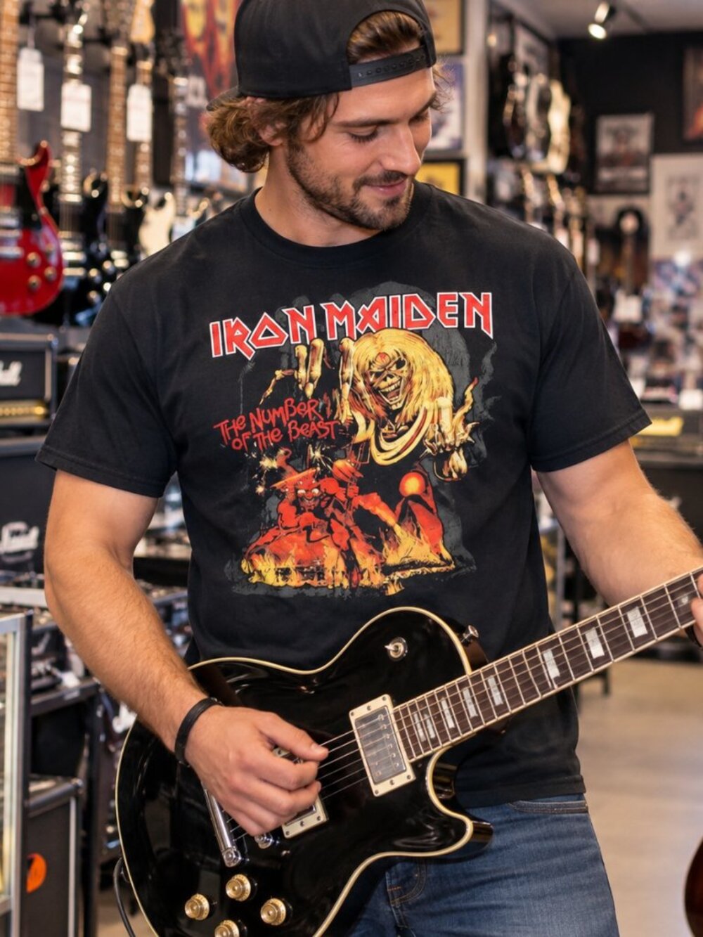 IRON MAIDEN "NUMBER OF THE BEAST" TEE -(LARGE)
